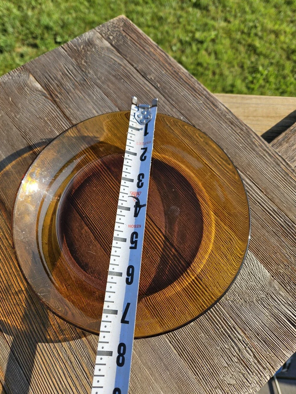 Amber glass plate with black rim  #amber
